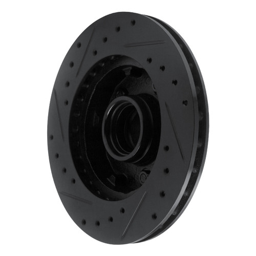 DFC Rotors-Drilled and Slotted-Black with Heavy Duty Brake Pads for 1983-1994 Ford/Mazda (Aerostar, Ranger, B2300, B3000) 8202-99092