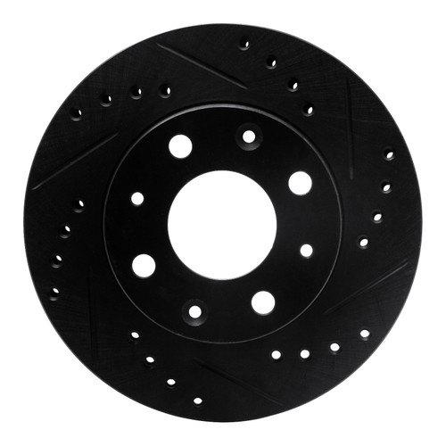 DFC Rotors-Drilled and Slotted-Black with 5000 Advanced Brake Pads for 1984-2006 Honda (Civic, CRX, Insight) 8502-59118
