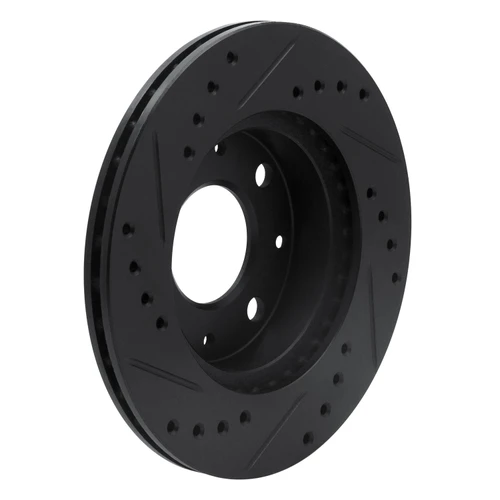 DFC Rotors-Drilled and Slotted-Black with 5000 Advanced Brake Pads for 1984-2006 Honda (Civic, CRX, Insight) 8502-59118