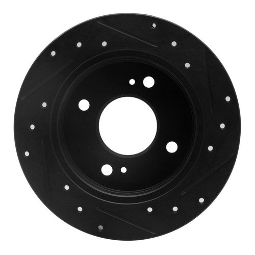 DFC Rotors-Drilled and Slotted-Black with 5000 Advanced Brake Pads for 1984 Nissan (Maxima) 8502-67009