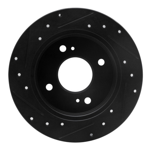 DFC Rotors-Drilled and Slotted-Black with 5000 Advanced Brake Pads for 1984 Nissan (Maxima) 8502-67009