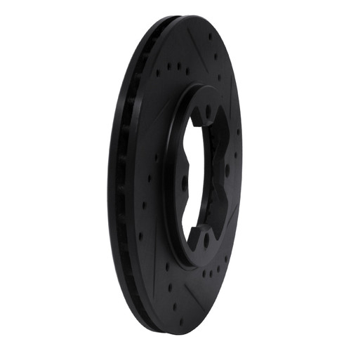 DFC Rotors-Drilled and Slotted-Black with 5000 Advanced Brake Pads for 1979-1983 Nissan (280ZX) 8502-67124