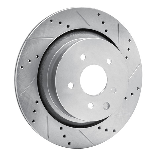 DFC Rotors-Drilled and Slotted-Silver with 5000 Advanced Brake Pads for 2007-2015 INFINITI (G35, G37, Q60) 7502-68011