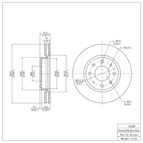 DFC Rotors with 5000 Advanced Brake Pads for 2004-2009 Kia (Spectra, Spectra5) 6502-21062