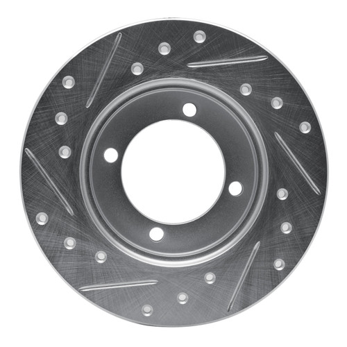 DFC Rotors-Drilled and Slotted-Silver with 5000 Advanced Brake Pads for 1988-1993 Ford (Festiva) 7502-54222