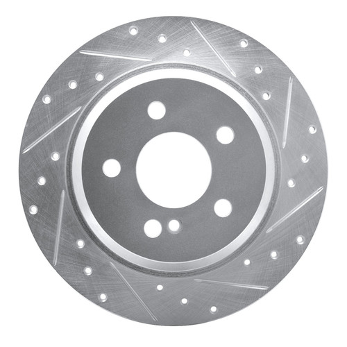 DFC Rotors-Drilled and Slotted-Silver with 5000 Advanced Brake Pads includes Hardware for 2003-2009 Mercedes-Benz (E280, E320, E350, E500)