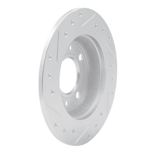 DFC Rotors-Drilled and Slotted-Silver with 5000 Advanced Brake Pads for 1986-1998 Saab (900, 9000) 7502-65008