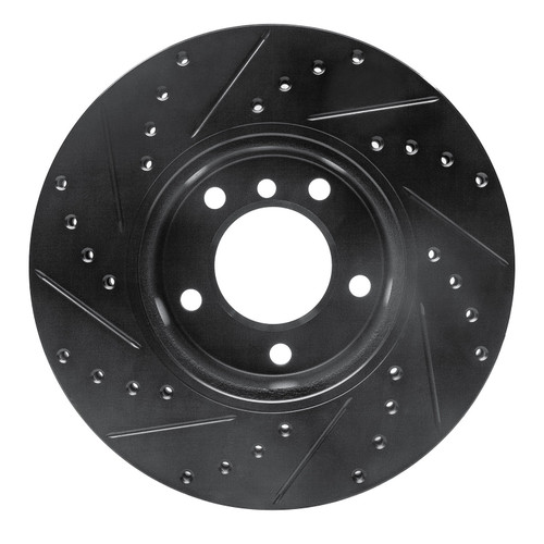 DFC Rotors-Drilled and Slotted-Black with 5000 Advanced Brake Pads includes Hardware for 2006-2007 BMW (323i, 325i, 325xi, 328i) 8512-31069