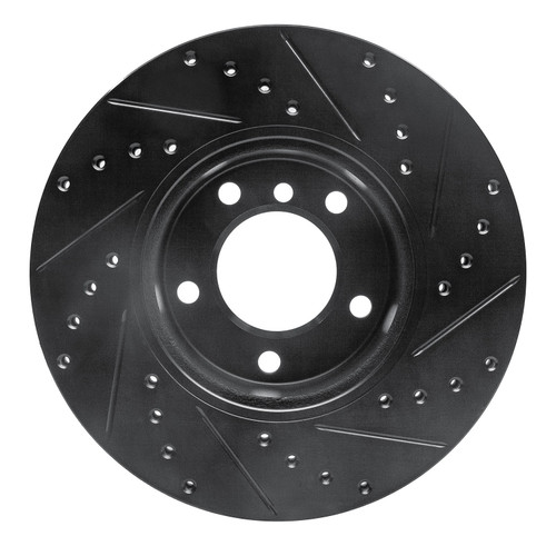 DFC Rotors-Drilled and Slotted-Black with 5000 Advanced Brake Pads includes Hardware for 2006-2007 BMW (323i, 325i, 325xi, 328i) 8512-31069