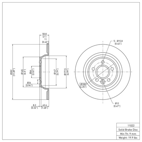 DFC GEOSPEC Rotors with 5000 Advanced Brake Pads for 2012-2015 Land Rover (Range Rover Evoque) 4502-11058
