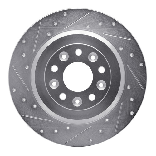 DFC Rotors-Drilled and Slotted-Silver with 5000 Advanced Brake Pads for 2009-2019 Ford/Lincoln (Explorer, Flex, Taurus, MKS) 7502-54069