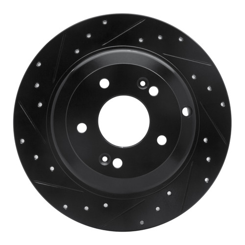 DFC Rotors-Drilled and Slotted-Black with 5000 Advanced Brake Pads for 2010-2016 Hyundai (Genesis Coupe) 8502-03052