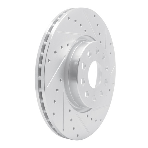 DFC Rotors-Drilled and Slotted-Silver with 5000 Euro Ceramic Brake Pads for 2006-2017 Audi/Volkswagen (A3, A3 Quattro, TT, TT Quattro)