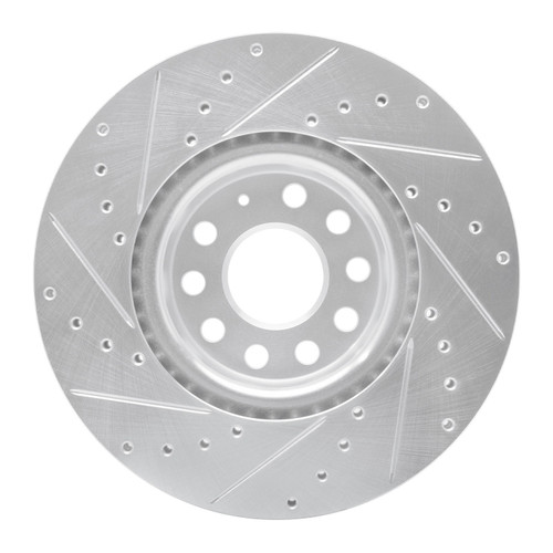 DFC Rotors-Drilled and Slotted-Silver with 5000 Euro Ceramic Brake Pads for 2006-2017 Audi/Volkswagen (A3, A3 Quattro, TT, TT Quattro)