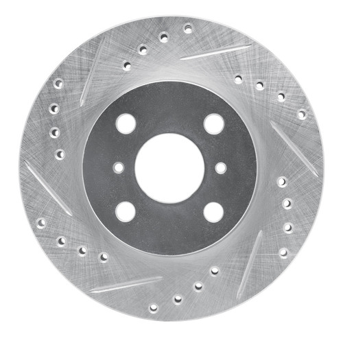 DFC Rotors-Drilled and Slotted-Silver with 5000 Advanced Brake Pads for 1998-2002 Chevrolet/Toyota (Prizm, Corolla) 7502-76048