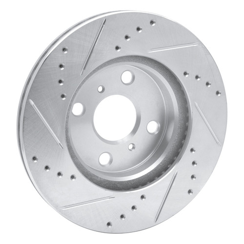 DFC Rotors-Drilled and Slotted-Silver with 5000 Advanced Brake Pads for 2012-2019 Scion/Toyota (iQ, Prius C) 7502-76081