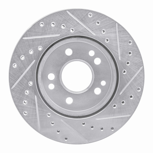 DFC Rotors-Drilled and Slotted-Silver with 5000 Advanced Brake Pads for 1986-1995 Mercedes-Benz (260E, 300CE, 300D, 300E) 7502-63020