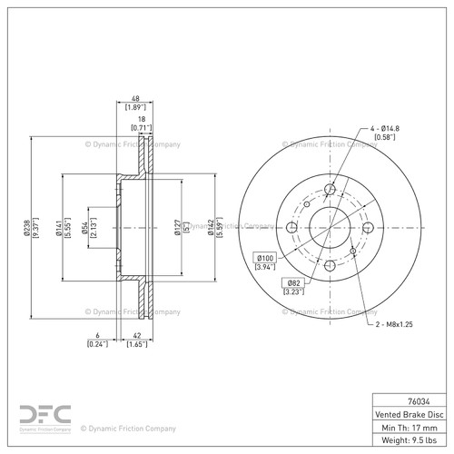 DFC Rotors with 5000 Advanced Brake Pads for 1988-1992 Geo/Toyota (Prizm, Corolla) 6502-76106