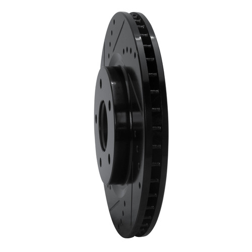 DFC Rotors-Drilled and Slotted-Black with 5000 Advanced Brake Pads for 2007-2012 Nissan (Sentra) 8502-67388