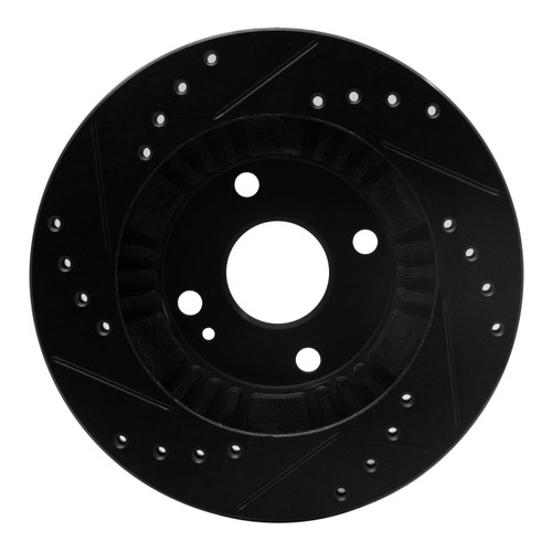 DFC Rotors-Drilled and Slotted-Black with 5000 Advanced Brake Pads for 1999-2000 Mazda (Protege) 8502-80163