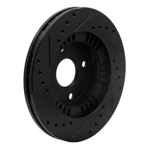 DFC Rotors-Drilled and Slotted-Black with 5000 Advanced Brake Pads for 1999-2000 Mazda (Protege) 8502-80163