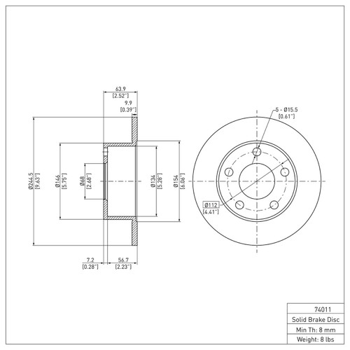 DFC Rotors with 5000 Advanced Brake Pads for 1992-1998 Audi (100, 100 Quattro, A6, A6 Quattro) 6502-74167