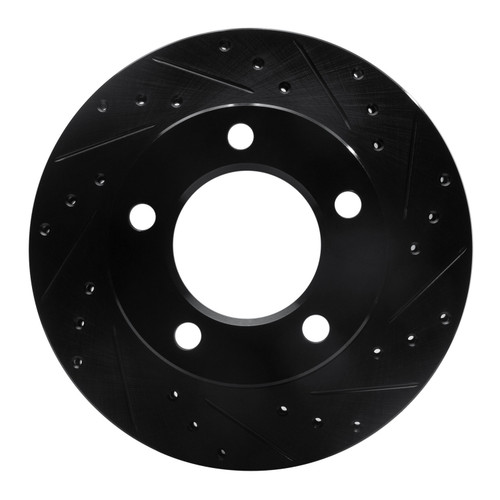 DFC Rotors-Drilled and Slotted-Black with 5000 Advanced Brake Pads for 1978-1981 Jeep (CJ5, CJ7, Scrambler) 8502-42070