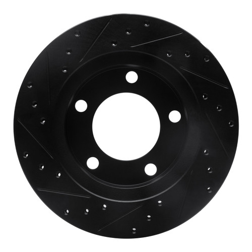 DFC Rotors-Drilled and Slotted-Black with 5000 Advanced Brake Pads for 1978-1981 Jeep (CJ5, CJ7, Scrambler) 8502-42070