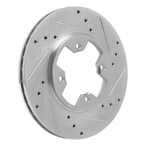 DFC Rotors-Drilled and Slotted-Silver with 5000 Advanced Brake Pads for 1979-1983 Nissan (280ZX) 7502-67124