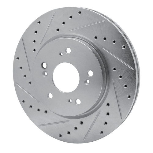 DFC Rotors-Drilled and Slotted-Silver with 5000 Advanced Brake Pads for 2007-2016 Acura/Honda (RDX, Accord Crosstour, Crosstour, CR-V)