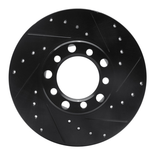 DFC Rotors-Drilled and Slotted-Black with 5000 Advanced Brake Pads includes Hardware for 1979-1985 Mercedes-Benz (240D, 280CE, 280E, 300CD)