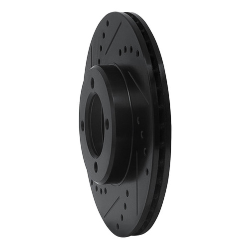 DFC Rotors-Drilled and Slotted-Black with 5000 Advanced Brake Pads for 1984-1987 Toyota (Corolla) 8502-76191