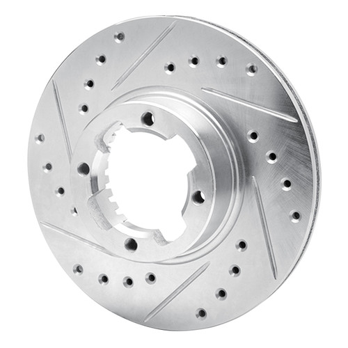 DFC Rotors-Drilled and Slotted-Silver with 5000 Advanced Brake Pads for 1983-1989 Subaru (Brat, DL, GL, Standard) 7502-13001