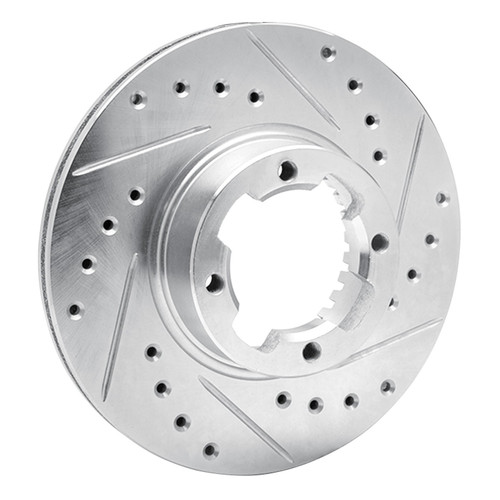 DFC Rotors-Drilled and Slotted-Silver with 5000 Advanced Brake Pads for 1983-1989 Subaru (Brat, DL, GL, Standard) 7502-13001
