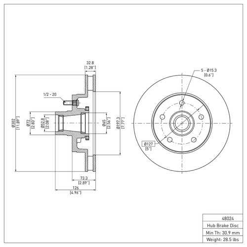 DFC Rotors with 5000 Advanced Brake Pads for 1993-1995 Chevrolet/GMC (G20, G1500, G2500) 6502-48186