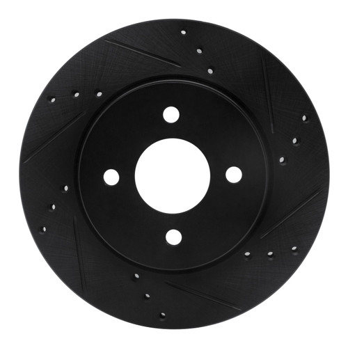 DFC Rotors-Drilled and Slotted-Black with 5000 Advanced Brake Pads for 2012-2019 Nissan (March, Micra, Note, Versa) 8502-67064