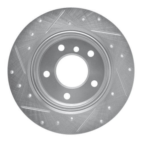 DFC Rotors-Drilled and Slotted-Silver with 5000 Advanced Brake Pads includes Hardware for 1991-1999 BMW (318i, 318is, 323i, 323is)