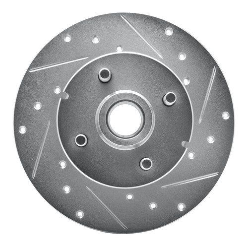 DFC Rotors-Drilled and Slotted-Silver with 5000 Advanced Brake Pads for 1980-1982 Chevrolet/Pontiac (Chevette, T1000) 7502-47060