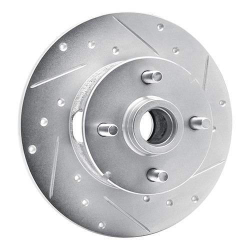 DFC Rotors-Drilled and Slotted-Silver with 5000 Advanced Brake Pads for 1980-1982 Chevrolet/Pontiac (Chevette, T1000) 7502-47060