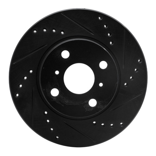 DFC Rotors-Drilled and Slotted-Black with 5000 Advanced Brake Pads for 2012-2019 Scion/Toyota (iQ, Prius C) 8502-76080