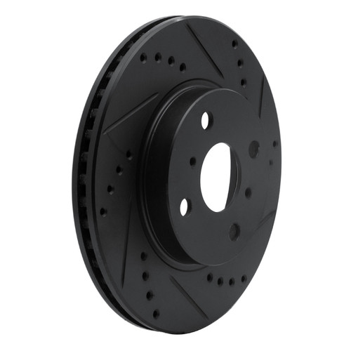 DFC Rotors-Drilled and Slotted-Black with 5000 Advanced Brake Pads for 2012-2019 Scion/Toyota (iQ, Prius C) 8502-76080