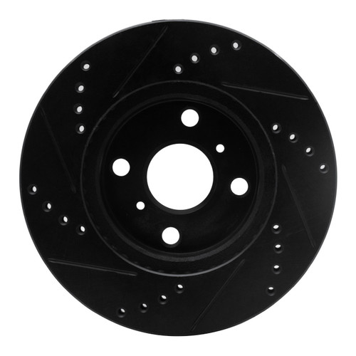 DFC Rotors-Drilled and Slotted-Black with 5000 Advanced Brake Pads for 2012-2019 Scion/Toyota (iQ, Prius C) 8502-76080