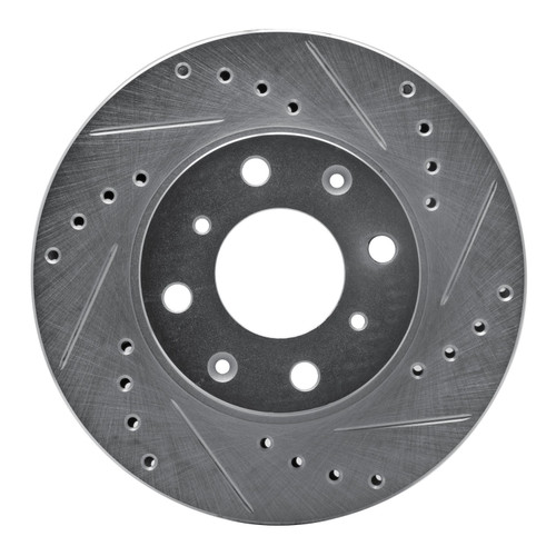 DFC Rotors-Drilled and Slotted-Silver with 5000 Advanced Brake Pads for 1988-1991 Honda (Civic, CRX) 7502-59162