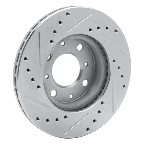DFC Rotors-Drilled and Slotted-Silver with 5000 Advanced Brake Pads for 1988-1991 Honda (Civic, CRX) 7502-59162