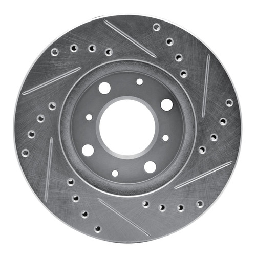 DFC Rotors-Drilled and Slotted-Silver with 5000 Advanced Brake Pads for 1988-1991 Honda (Civic, CRX) 7502-59162