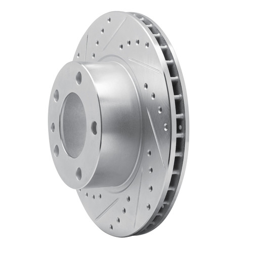 DFC Rotors-Drilled and Slotted-Silver with 5000 Advanced Brake Pads for 1982-1989 BMW (535i, 535is, 633CSi, 635CSi) 7502-31013