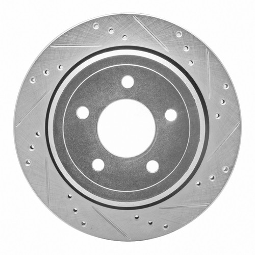 DFC Rotors-Drilled and Slotted-Silver with 5000 Advanced Brake Pads for 2003-2011 Ford/Mercury (Crown Victoria, Grand Marquis, Marauder)