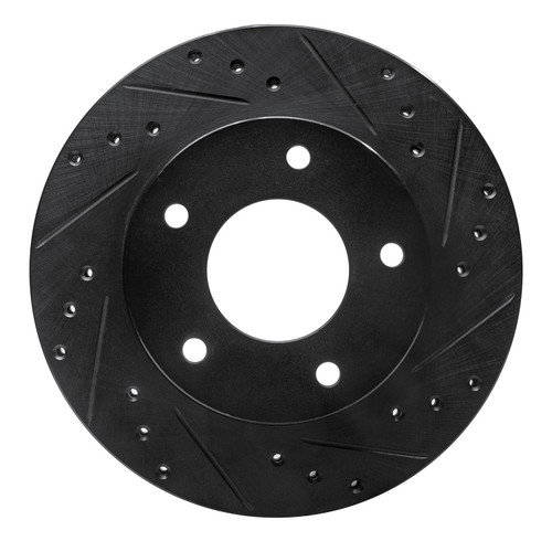 DFC Rotors-Drilled and Slotted-Black with 5000 Advanced Brake Pads for 1977-1978 Buick/Cadillac (Electra, Estate Wagon, LeSabre, Riviera)