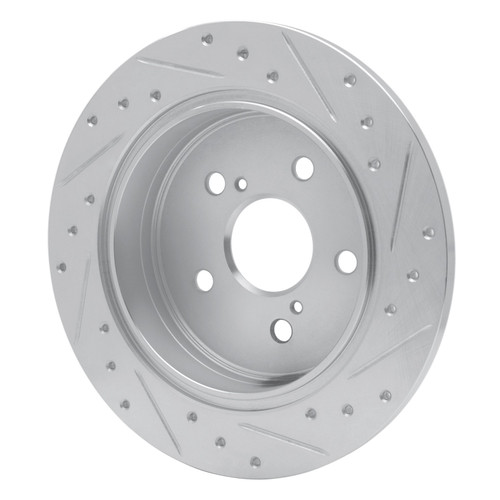 DFC Rotors-Drilled and Slotted-Silver with 5000 Advanced Brake Pads for 2012-2020 Toyota (Mirai, Prius V) 7502-76092