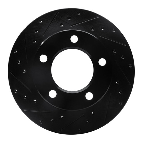 DFC Rotors-Drilled and Slotted-Black with 5000 Advanced Brake Pads for 1977-1978 Jeep (CJ5, CJ7) 8502-42010